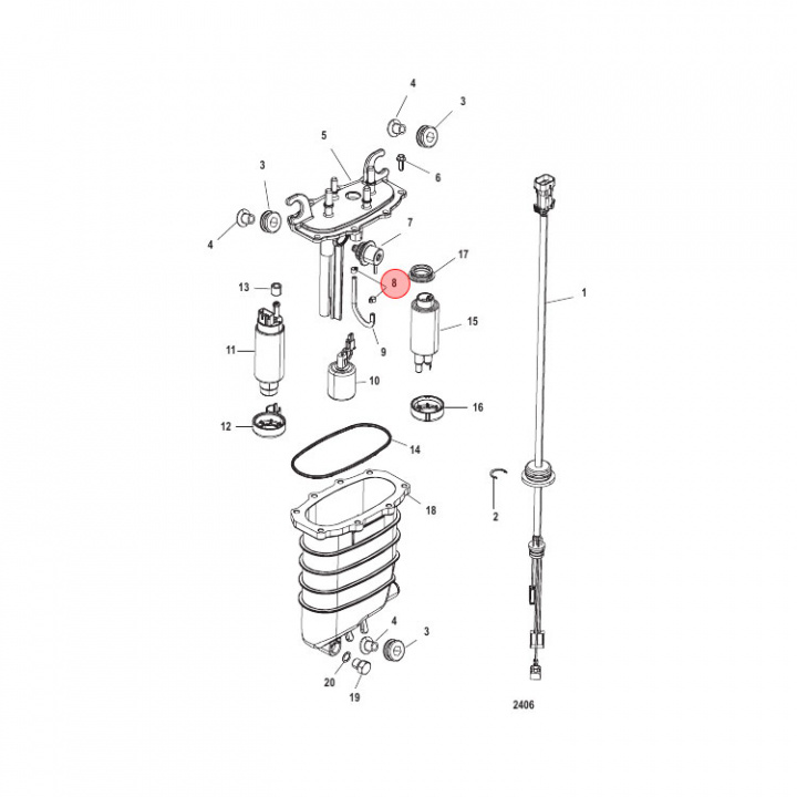 Klämma Bränslecell Mercury 75-350 hk (880596512)