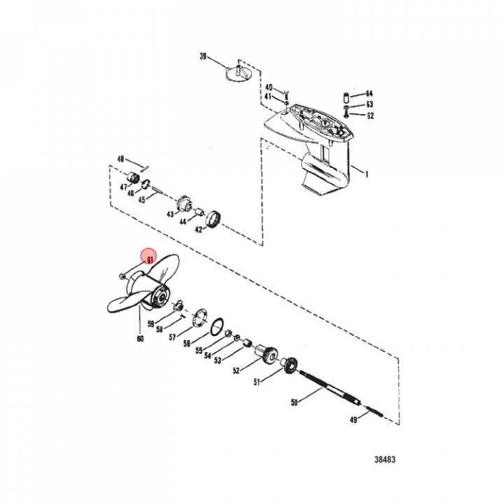 Propellermutter Mercury 8-25 hk (88228)