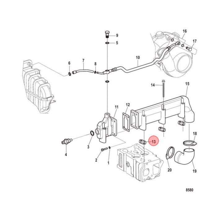 Packning Grenrör Mercruiser (884004)