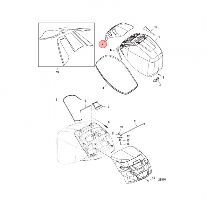 Bakre Toppkåpa Verado L6 200-400 hk Svart (885354T01)