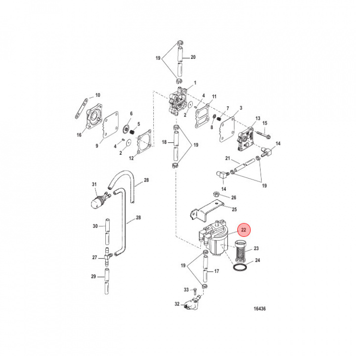 Bränslefilter Mercury 30-60 hk 2-Takt (889527T02)