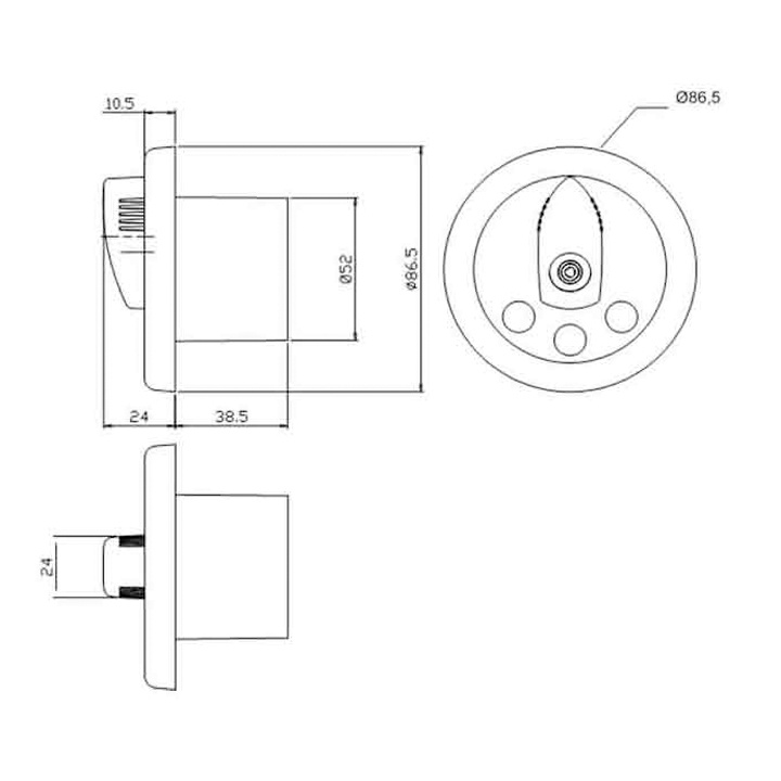 Båtswitchpanel Rund 12/24V