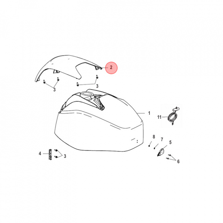 Toppkåpa Bakre Mercury 40-60 hk (8M0159887)