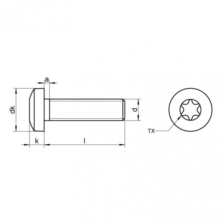 Kullrig Maskinskruv Torx A4 Rostfri