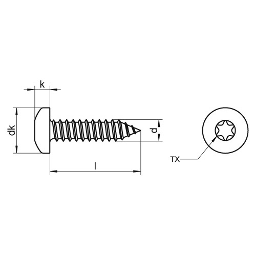 Kullrig Skruv Torx A4 Rostfri