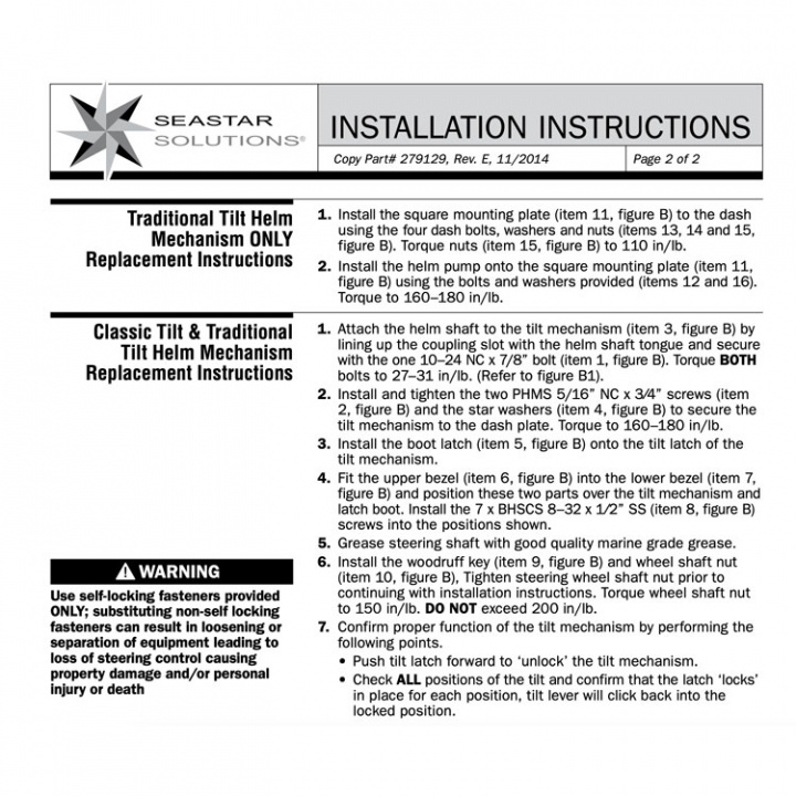 Seastar Tilt Mekanism