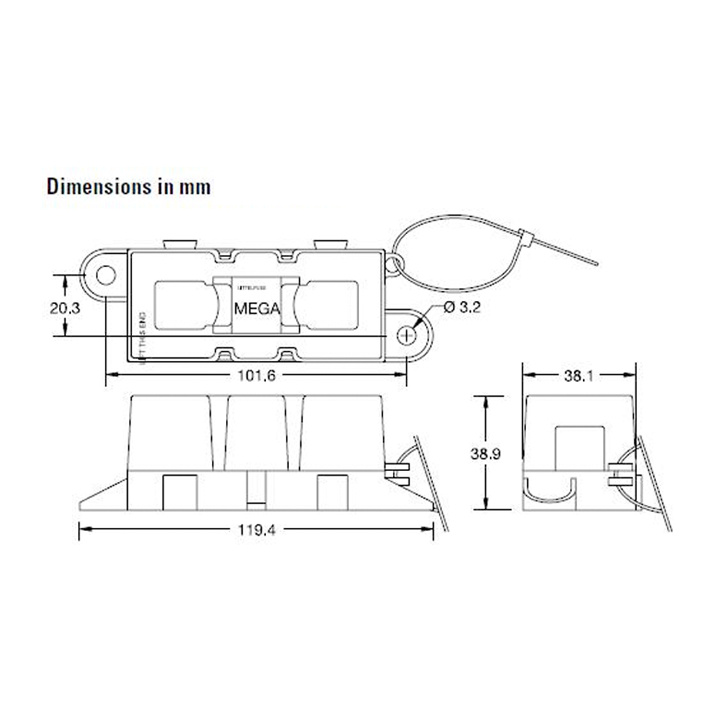 Säkringshållare BF2/Mega cc 51mm