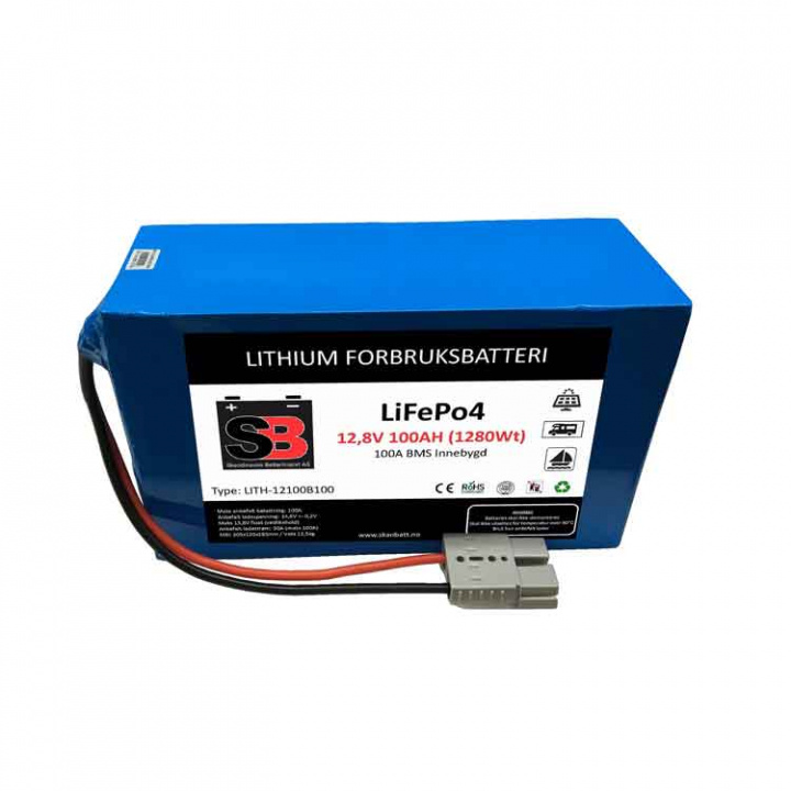 Lithiumbatteri 12V 100Ah BMS (Andersonkontakt)