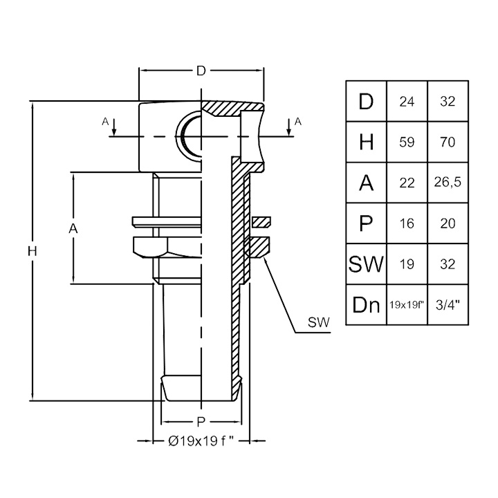 Tankventil För Tank Med Filter Krom Rak 20mm