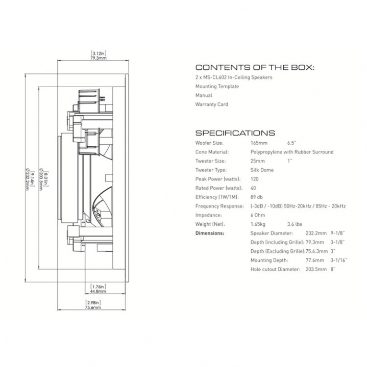 Fusion Tak/Vägg Högtalare 120W
