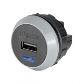 USB Laddare Singel 12/24VDC 5V 2,1A (37x33mm ø30mm)