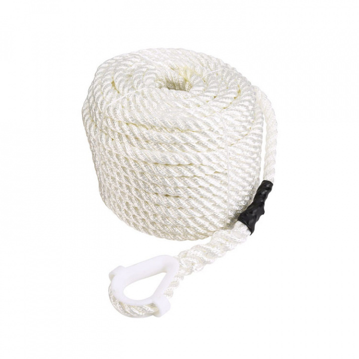 3-Slagen Polyester Lina Vit Med Nylonkaus Ø12 mm 35 m