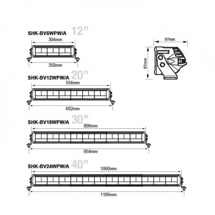 Shocker 12″ Dual Action LED Extraljus 60W/100W Vit/Vit (RA-SHK-BE6WPW)